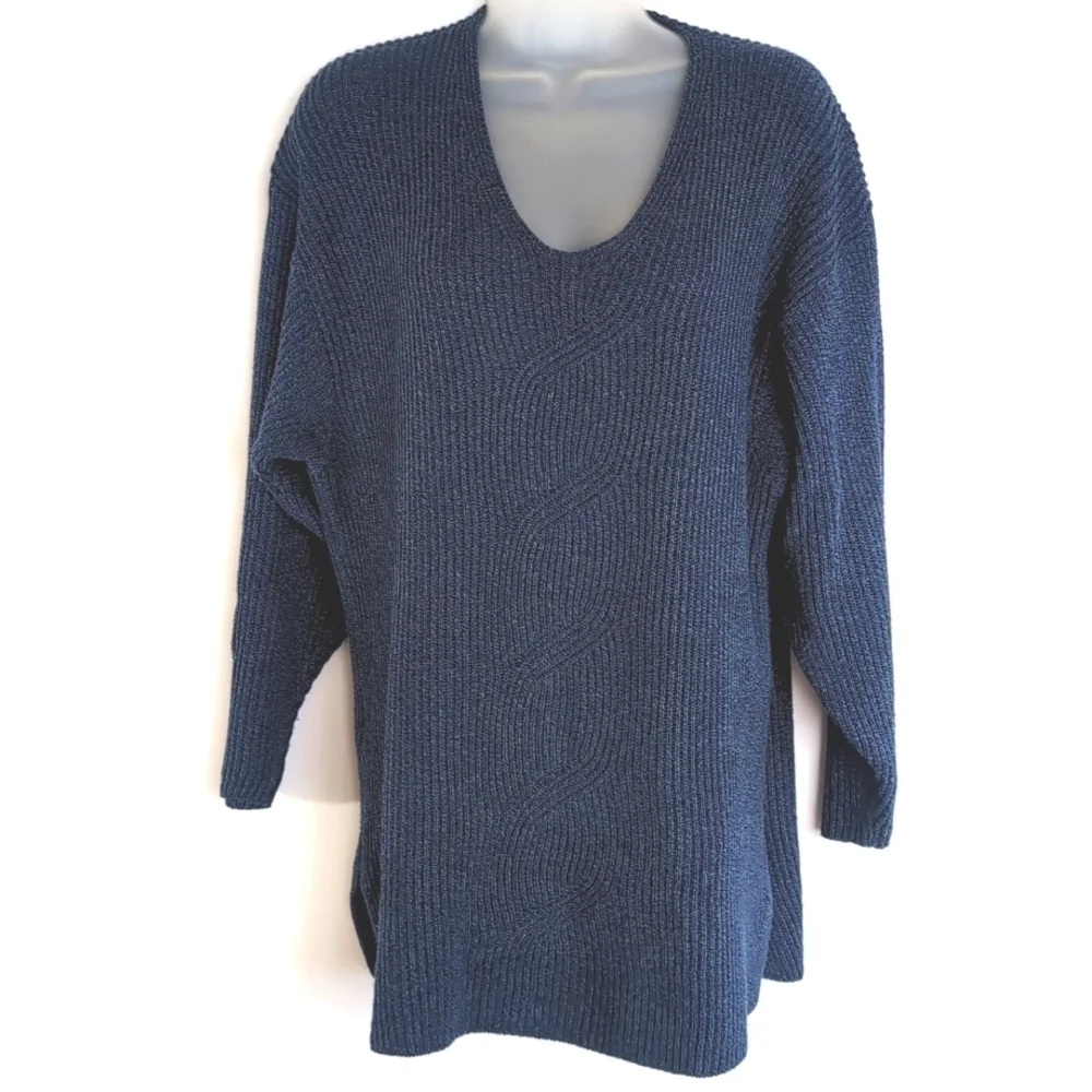 Women's Brooks Brothers Blue V Neck 3/4 Sleeve Sweater Size Large